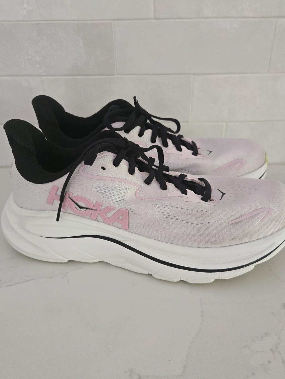 Hoka One Clifton 10 Athletic Running Walking Sneakers Shoes Pink Black Size 9.5 - Picture 3 of 10